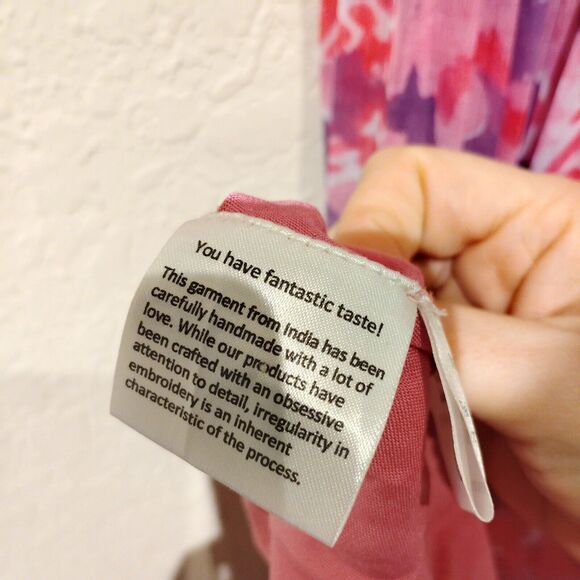 Rococo Sand Lei M maxi dress Pink deep plunge pleated flowy resort - Picture 12 of 12